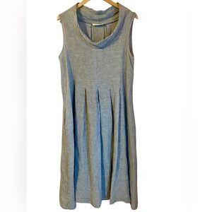Luukaa grey linen pintuck dress US 8 LK 1 EU 38